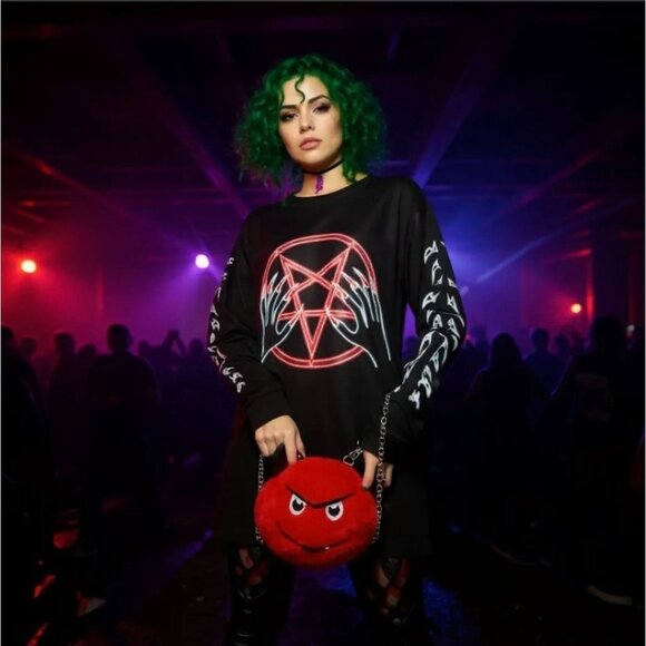 X Nympha Nexo Black Long Sleeve Tee – Pentagram Portal Edition S - Picture 2 of 4